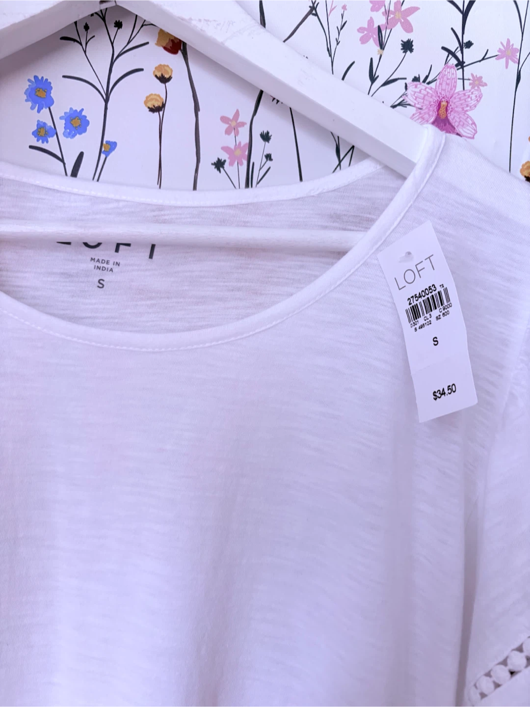 LOFT Women's White Cotton T-Shirt Size S - photo 2
