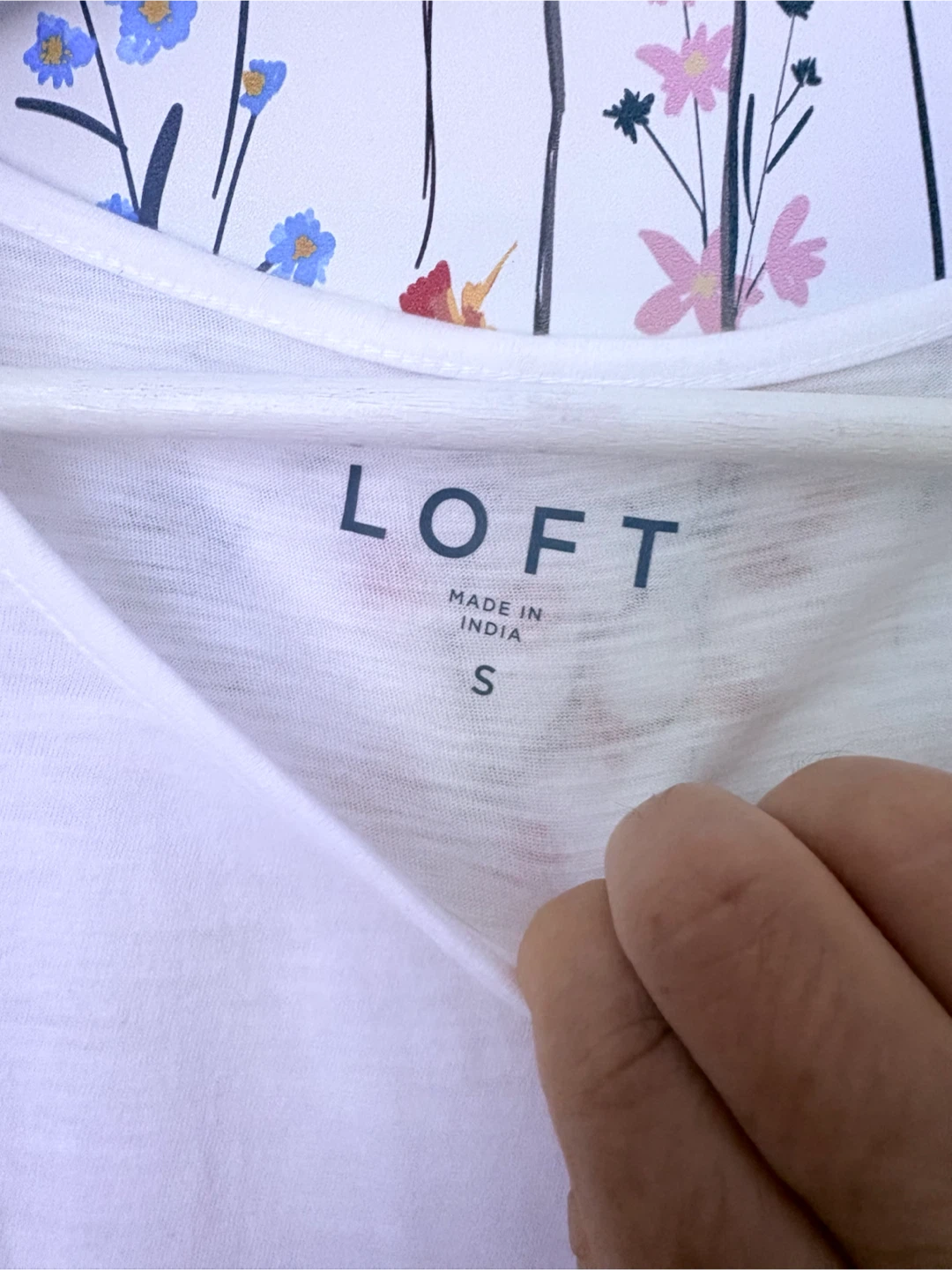 LOFT Women's White Cotton T-Shirt Size S - photo 3