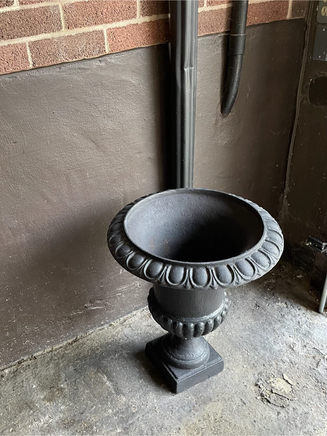Large 14”  Black Cast Iron Urn Planter - photo 2