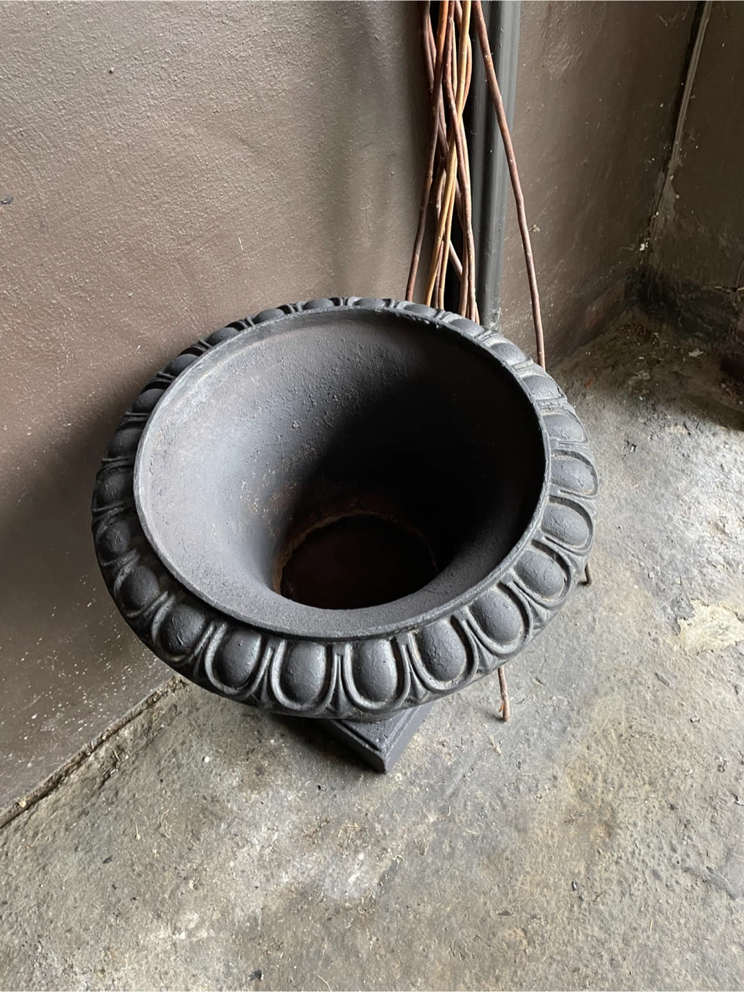 Large 14”  Black Cast Iron Urn Planter - photo 3