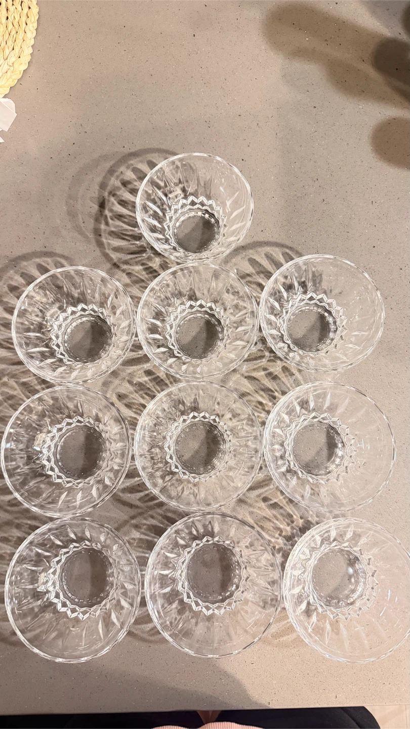 Set of 10 Clear Glass small Bowls