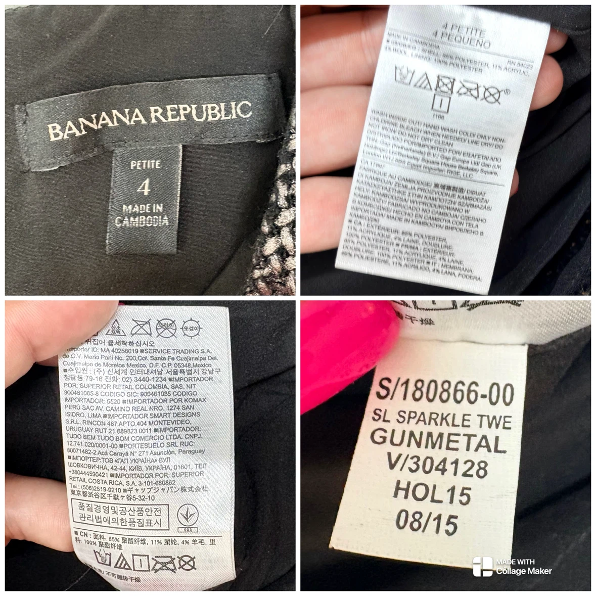 Banana Republic Metallic Gunmetal Woven Dress Size 4 Petite - photo 2