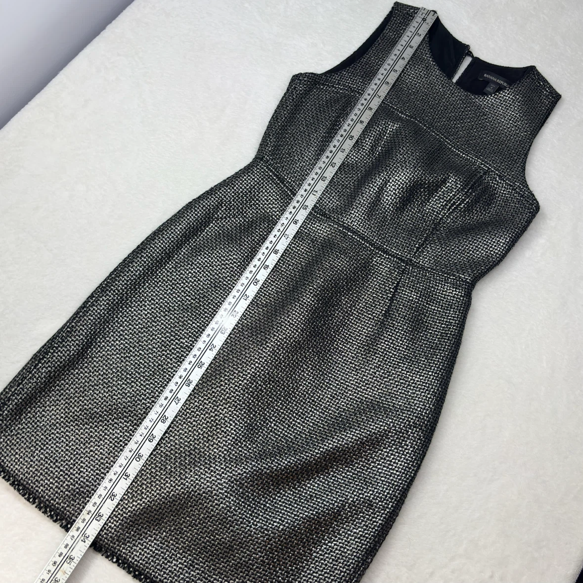 Banana Republic Metallic Gunmetal Woven Dress Size 4 Petite - photo 5