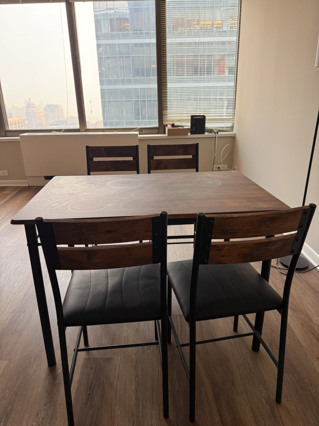 4-Piece Dining Set with Wooden Table and Black Chairs - photo 2