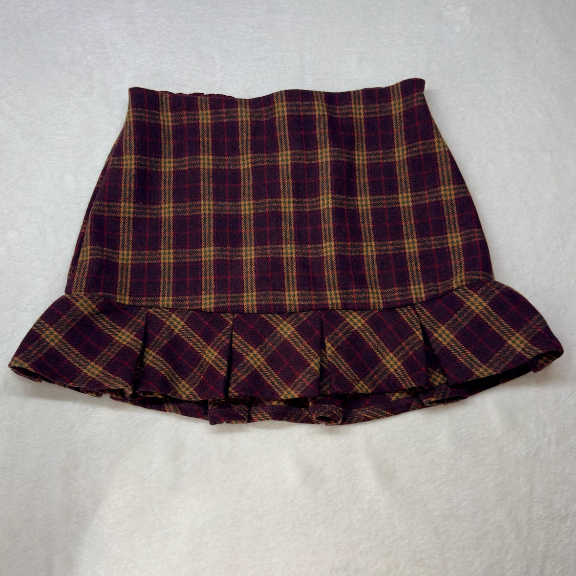 Kirious Y2K Plaid Wool Blend Ruffle Hem Mini Skirt Size Medium - photo 3