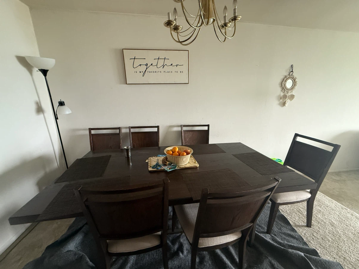 Dark Wood Dining Table with 6 Chairs
