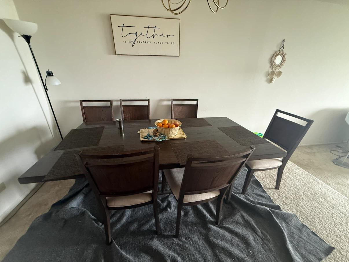 Dark Wood Dining Table with 6 Chairs - photo 2