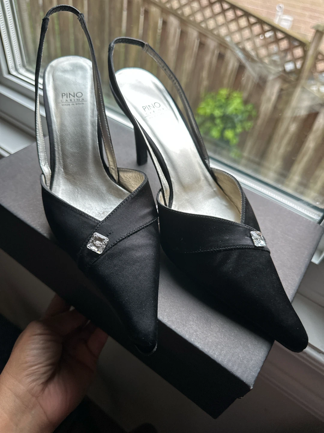 Pino Carina Black Slingback Heels with Jewel Accent - photo 2