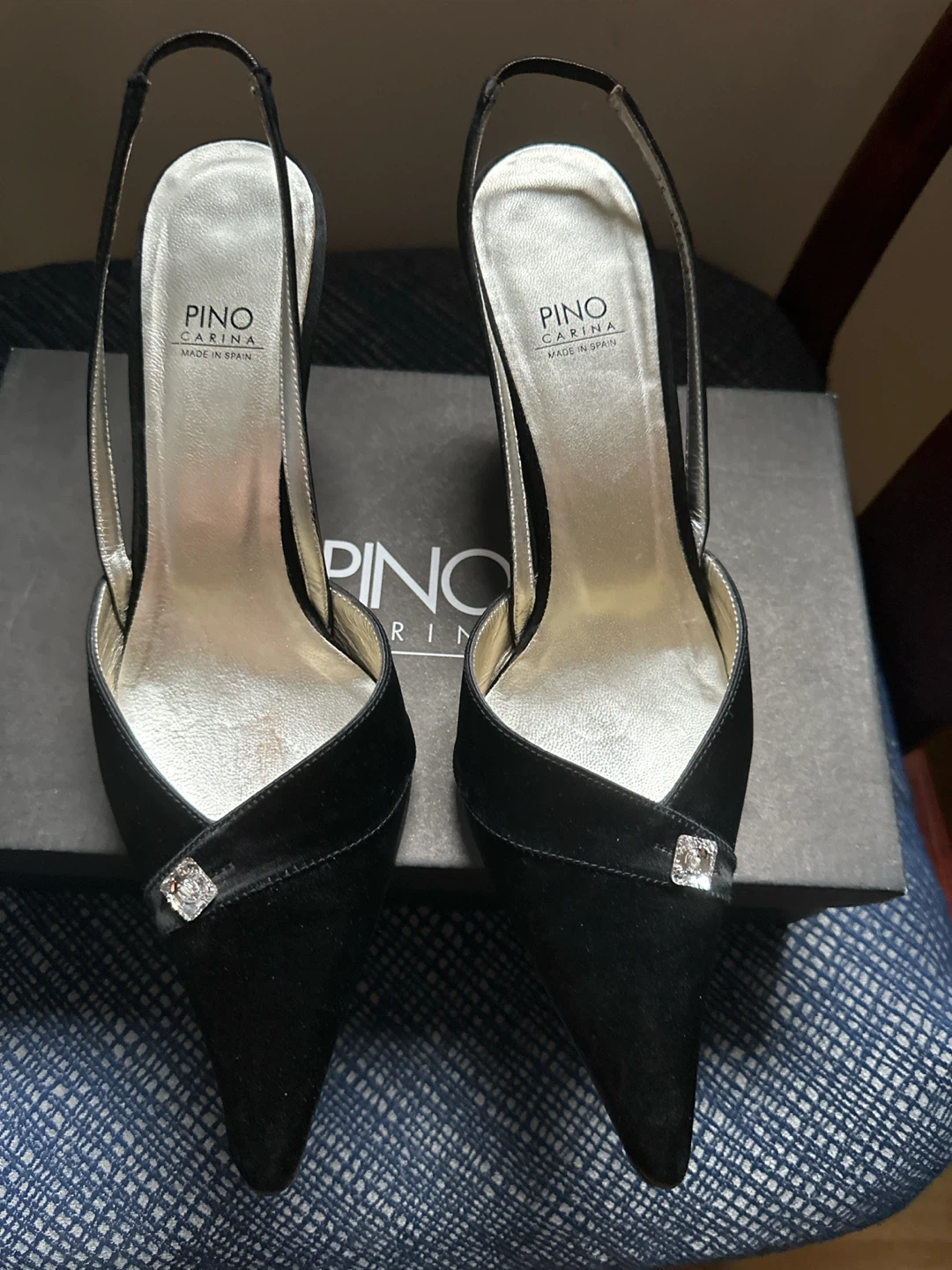 Pino Carina Black Slingback Heels with Jewel Accent - photo 3