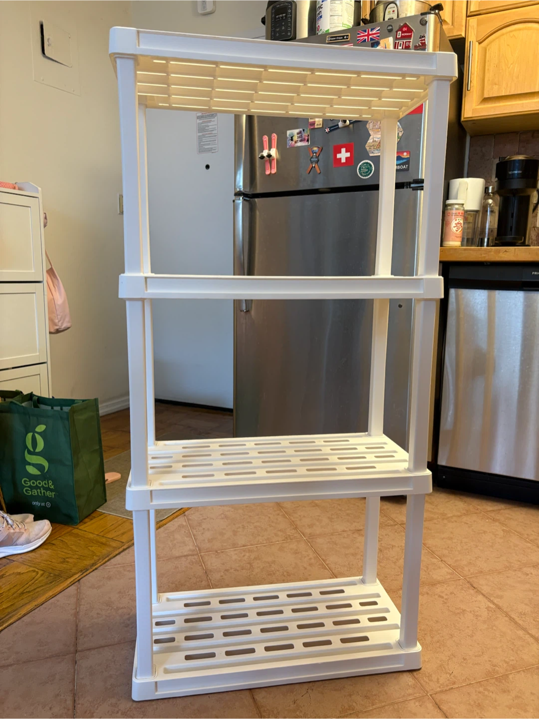 4-Tier Tall White Plastic Shelf