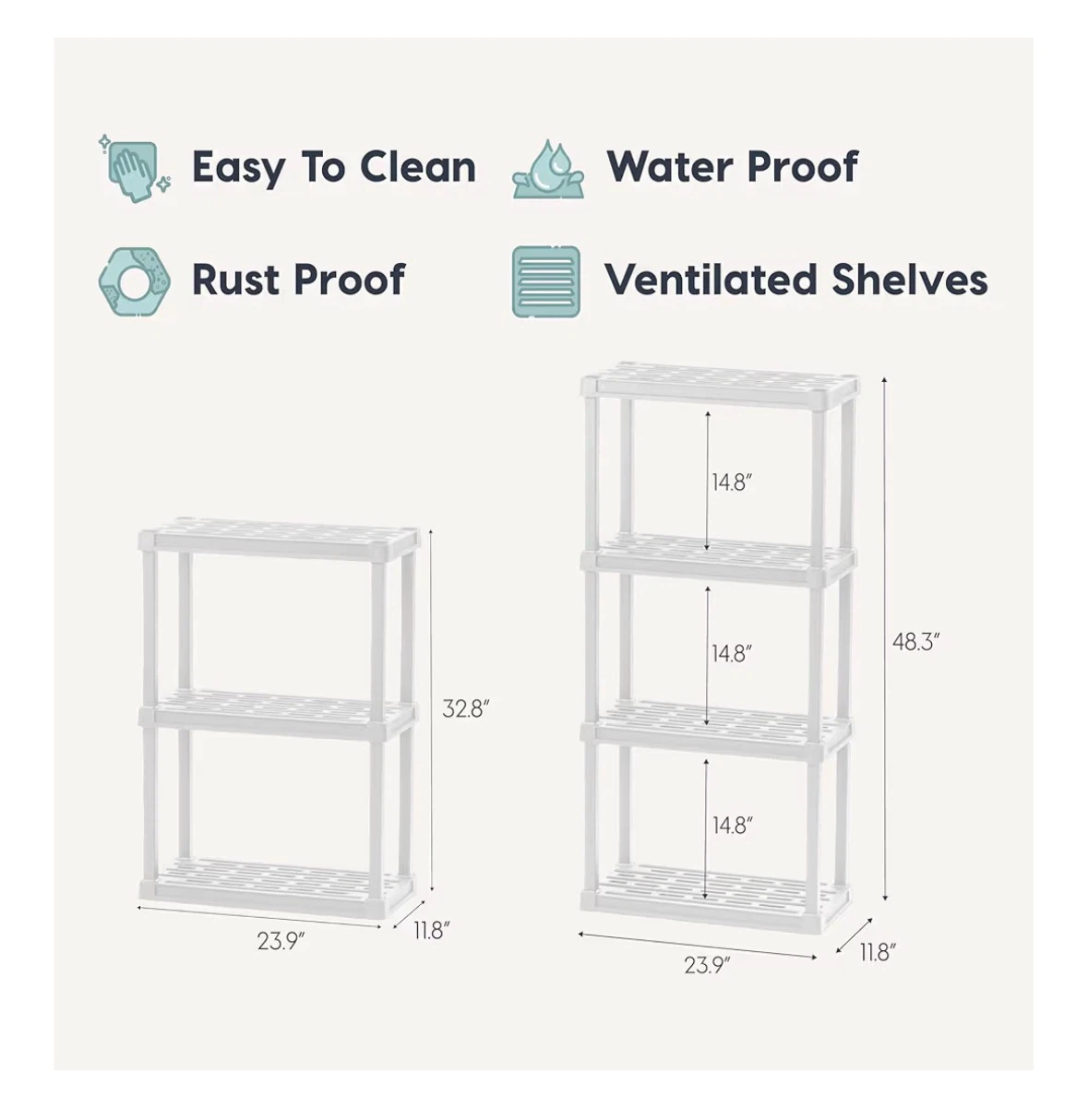 4-Tier Tall White Plastic Shelf - photo 3