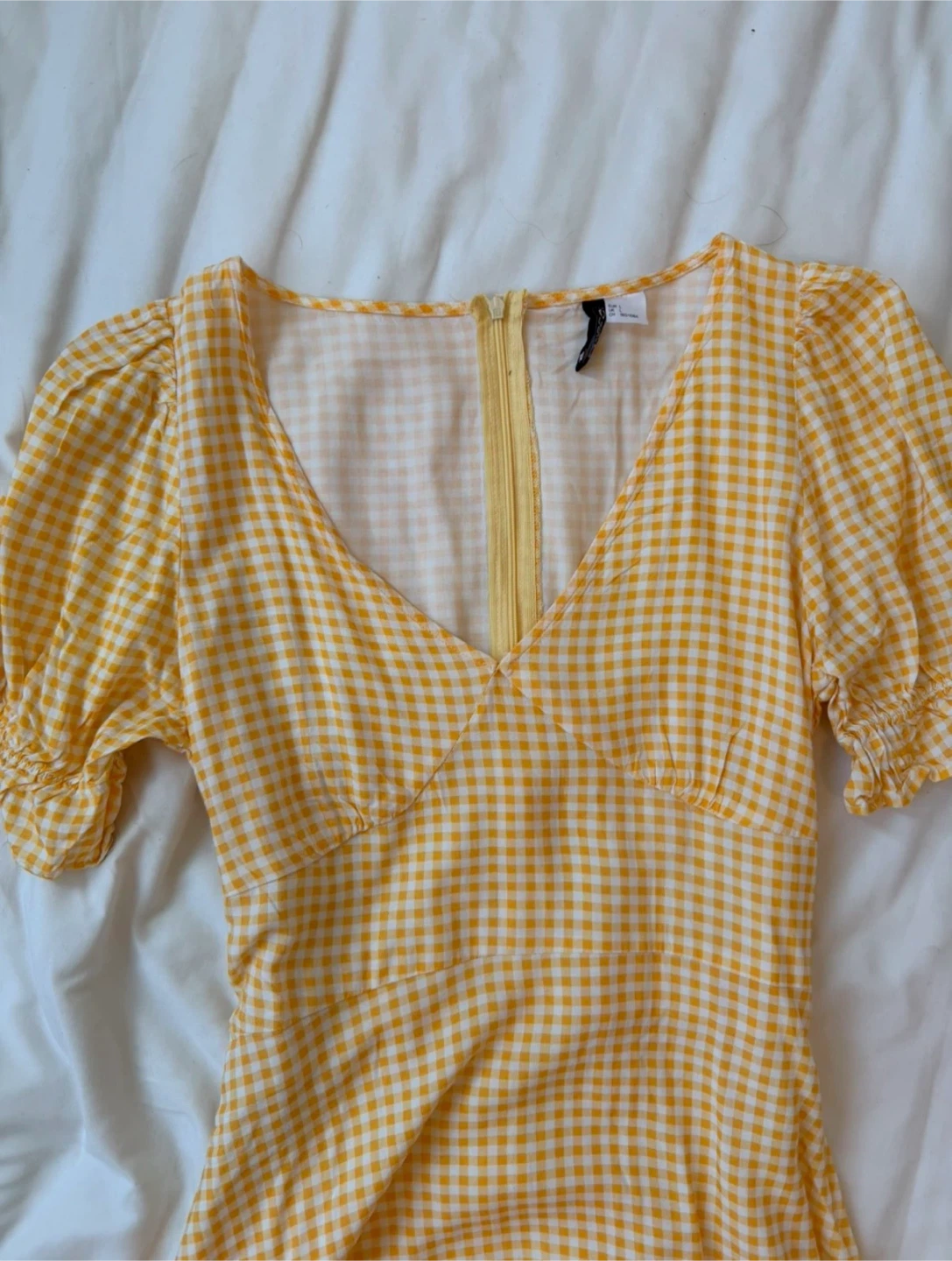 Yellow Gingham Puff Sleeve Dress - photo 4