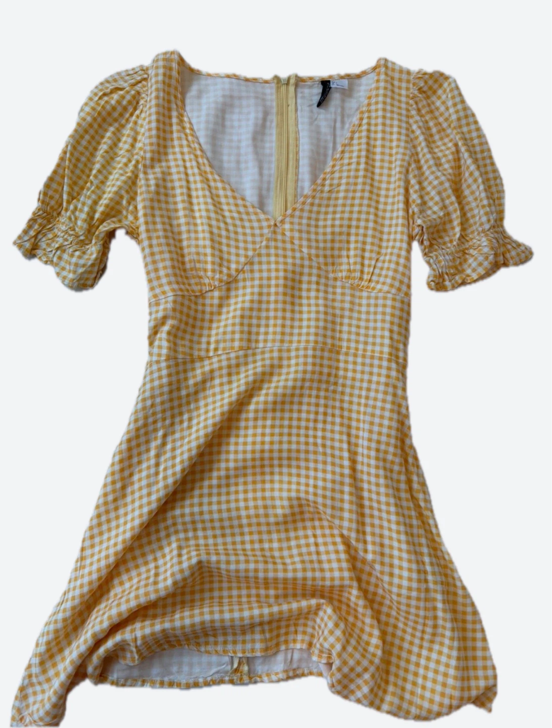 Yellow Gingham Puff Sleeve Dress - photo 3