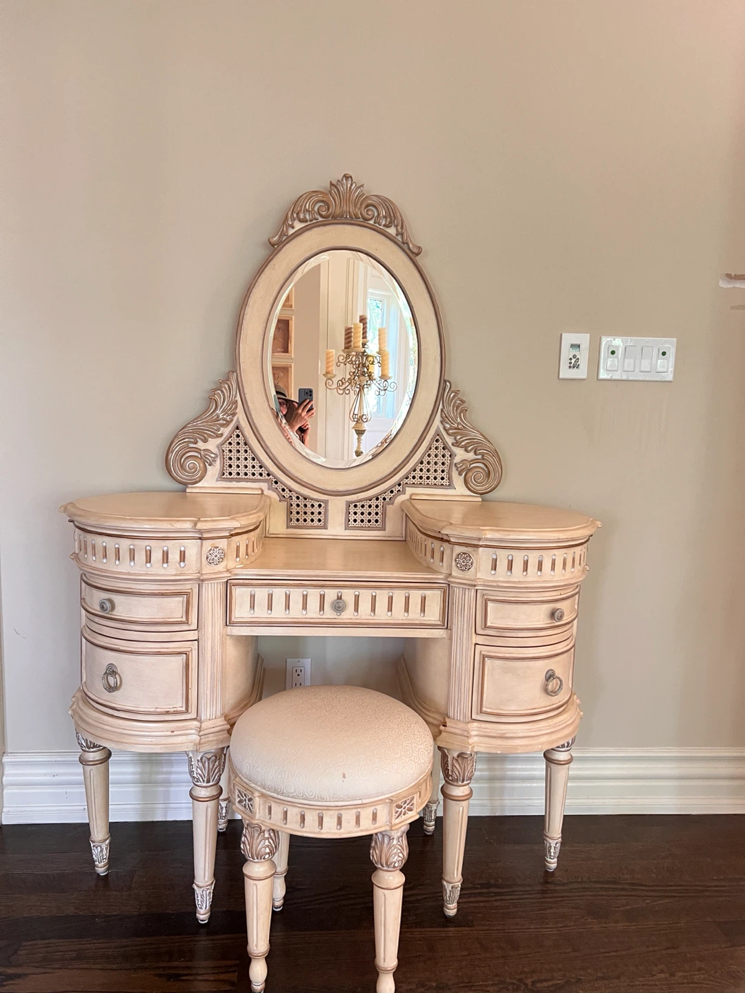 Antique Vanity Set with Stool