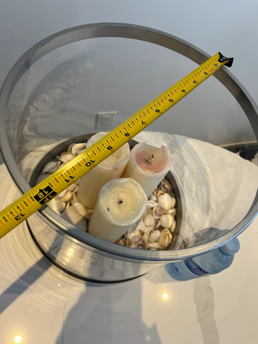 Large Glass Candle Holder with Shells - photo 3