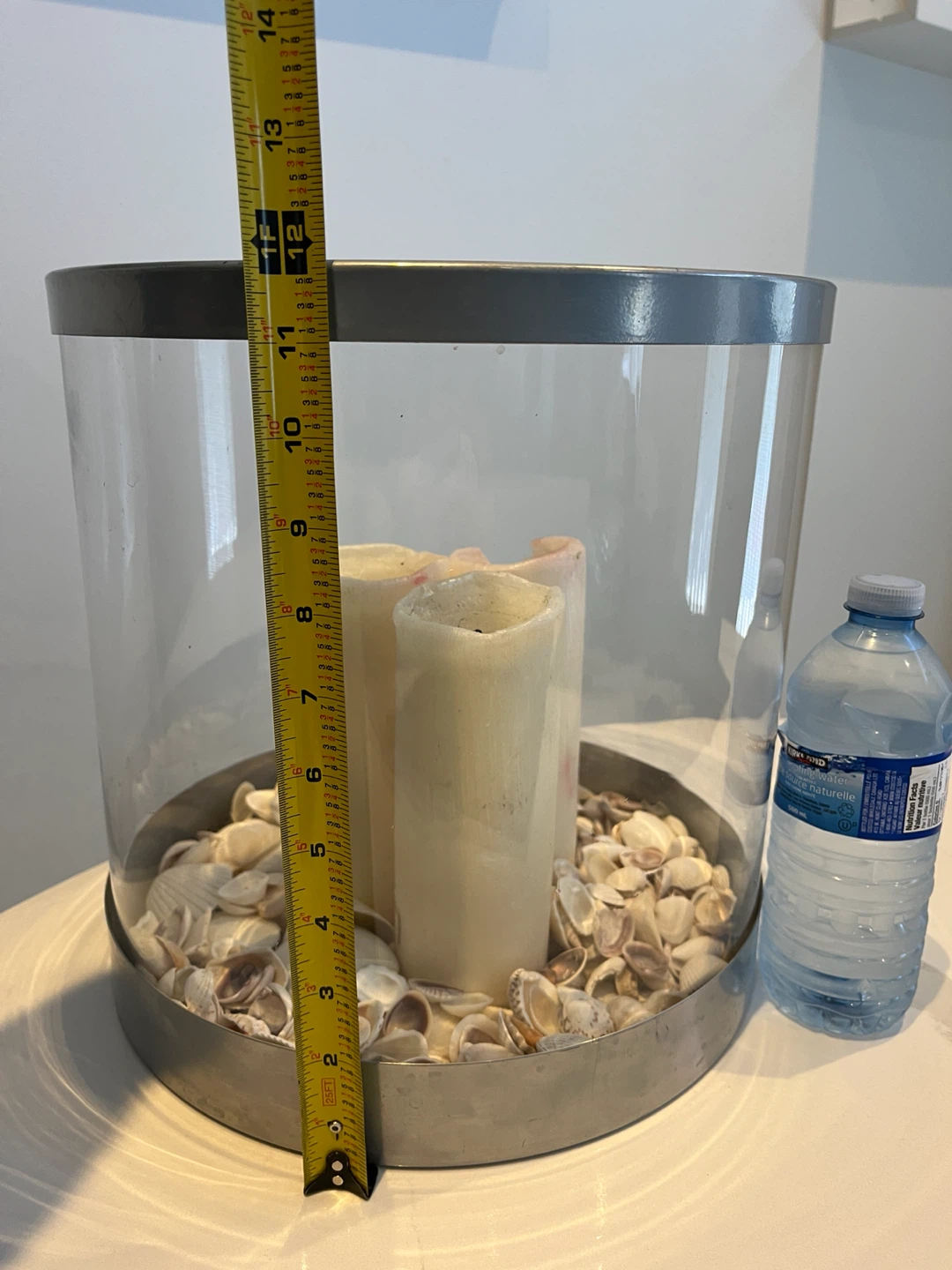 Large Glass Candle Holder with Shells - photo 4