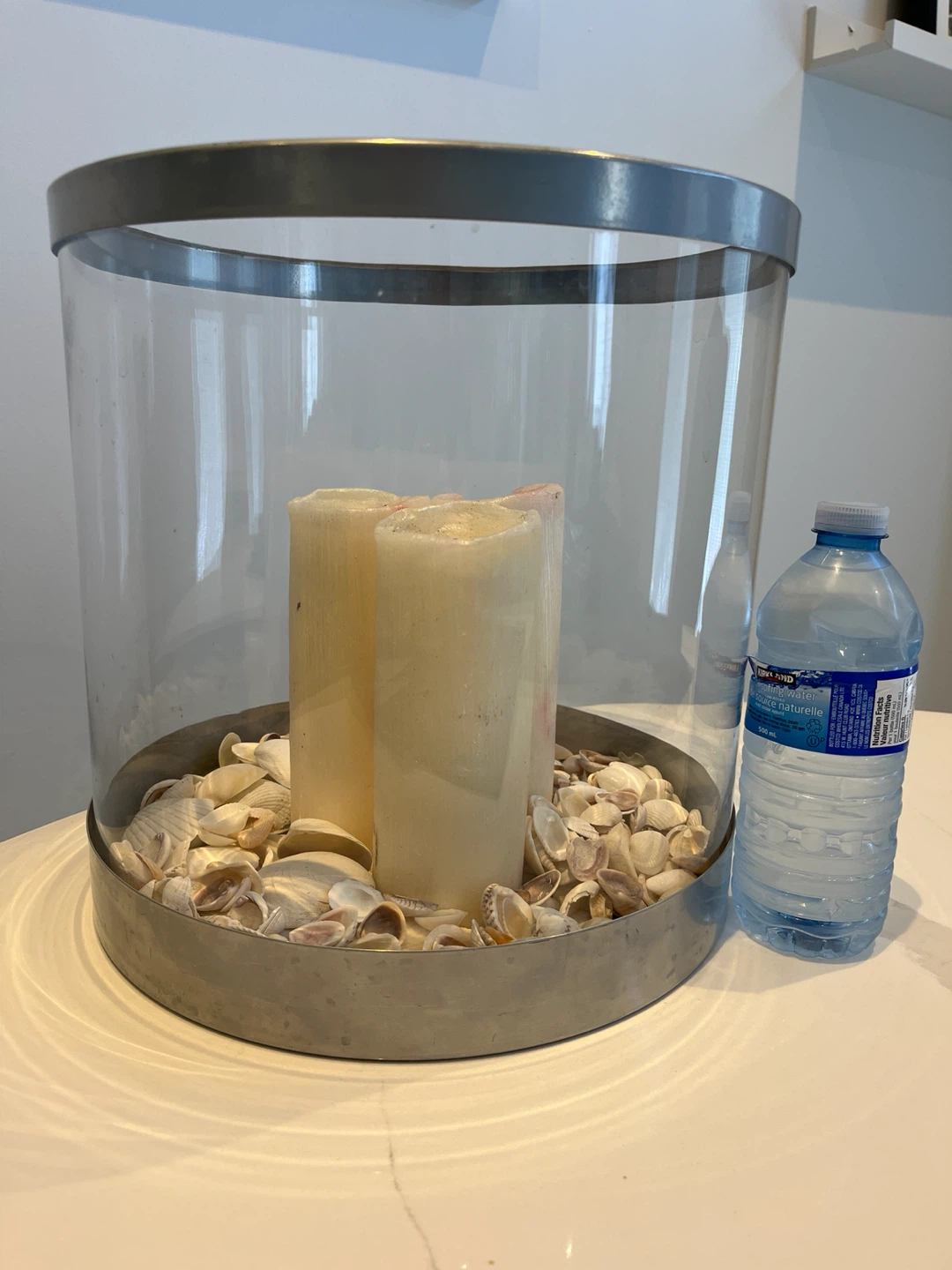 Large Glass Candle Holder with Shells - photo 5