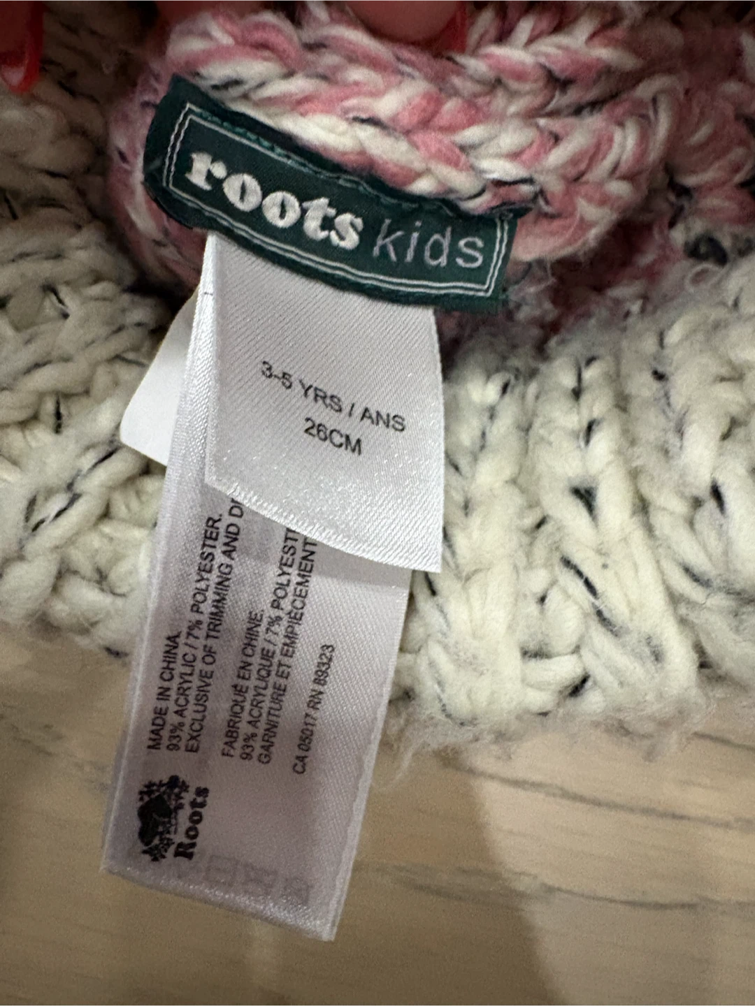 Roots Kids Beanie with Pom Poms - Pink/White - 3-5 Yrs - photo 3
