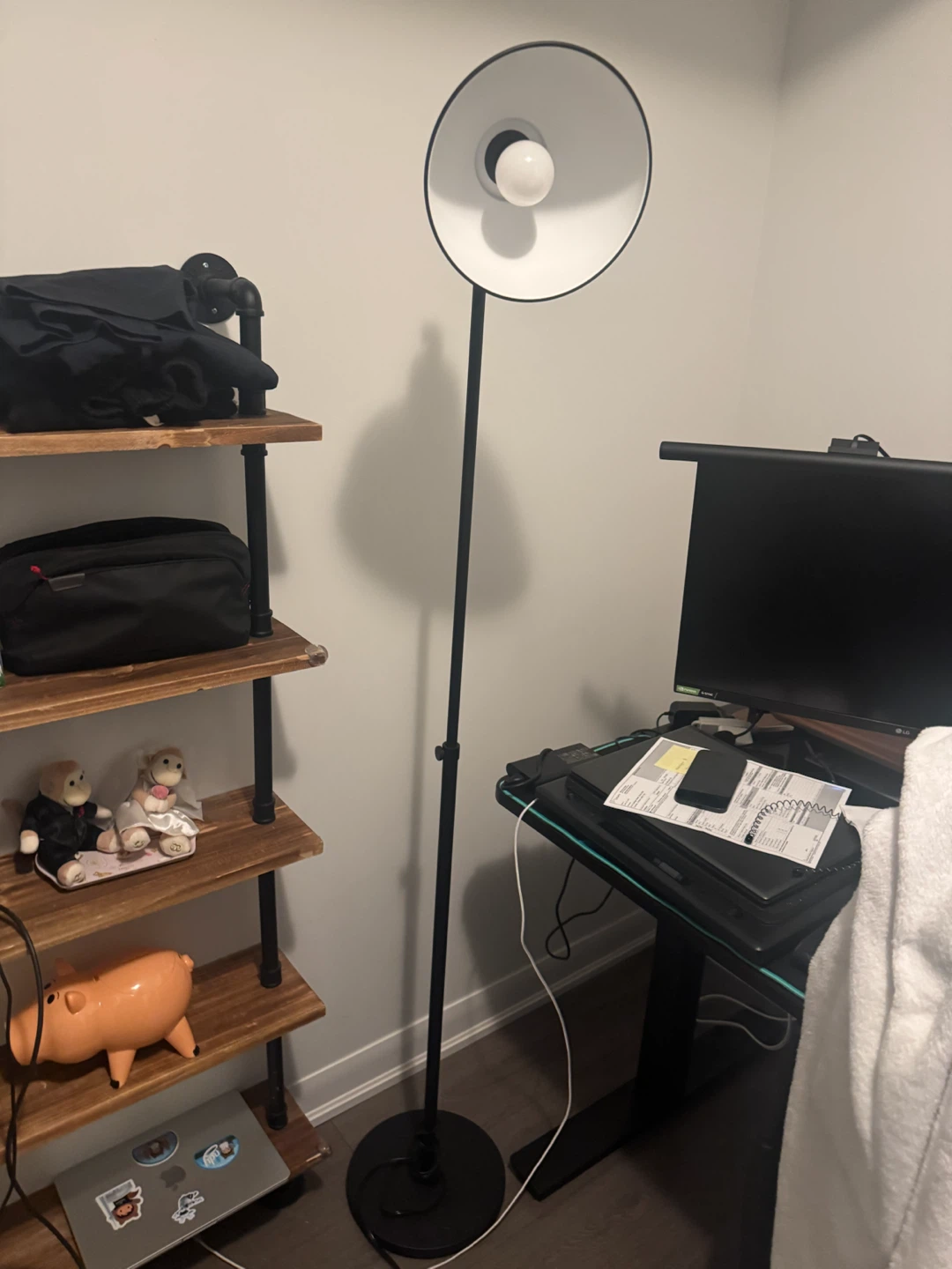 Black Floor Lamp with Adjustable Neck