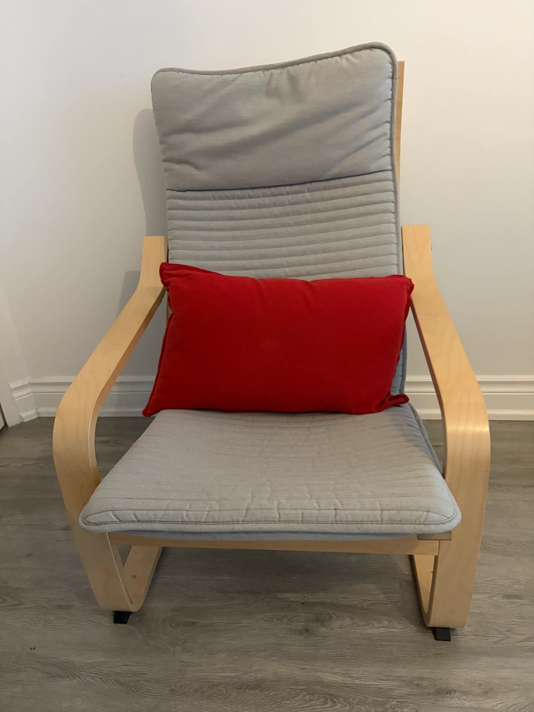 Ikea Poang Armchair with Red Cushion - photo 2