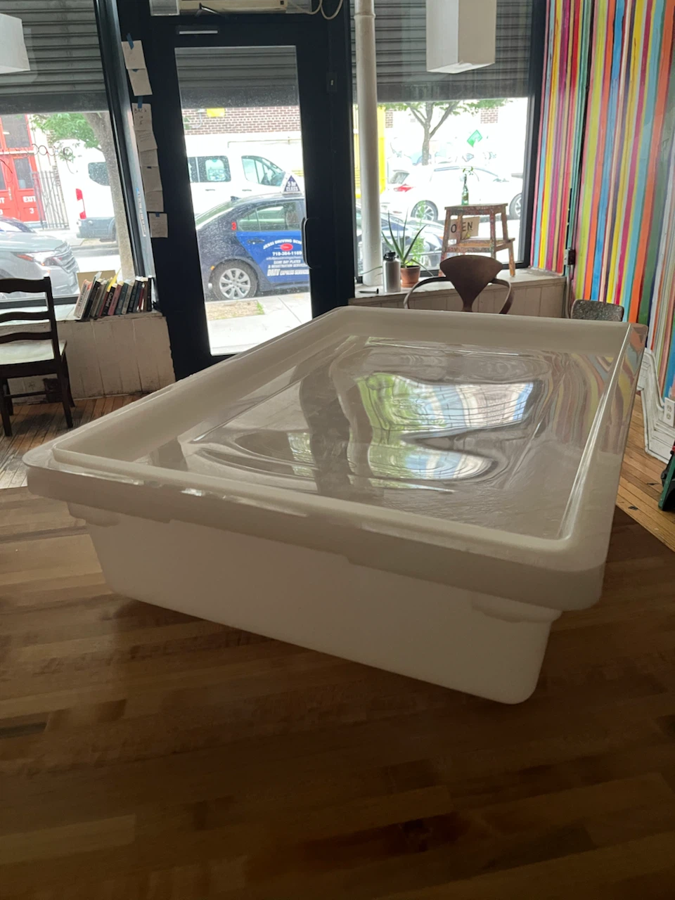Large White Plastic Storage Bin with Lid