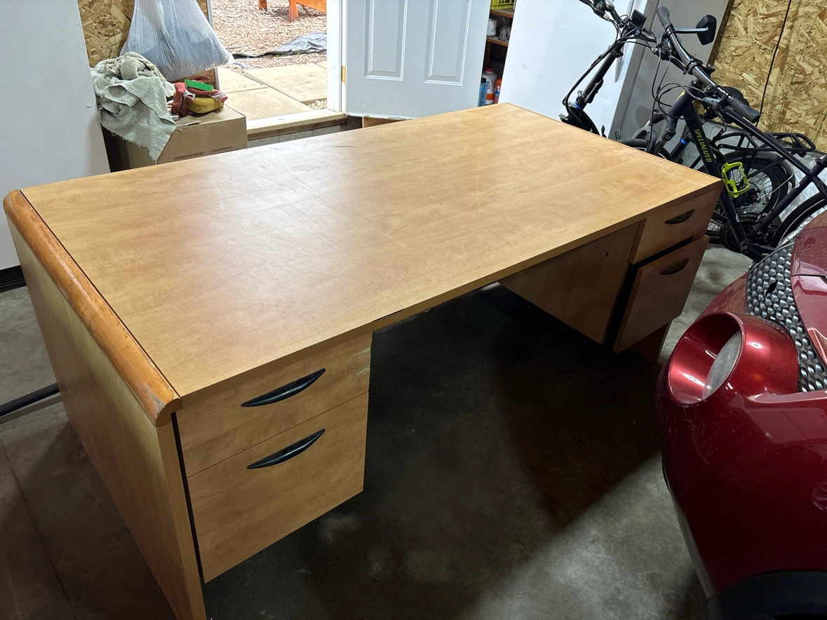 Light Wood Office Desk with Drawers