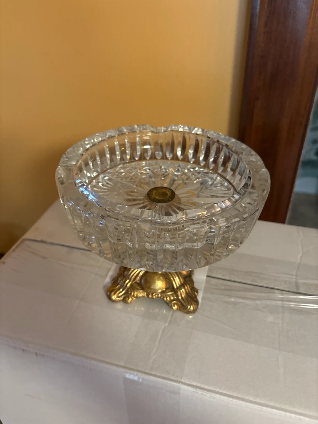 Crystal Ashtray with Brass Stand - photo 2