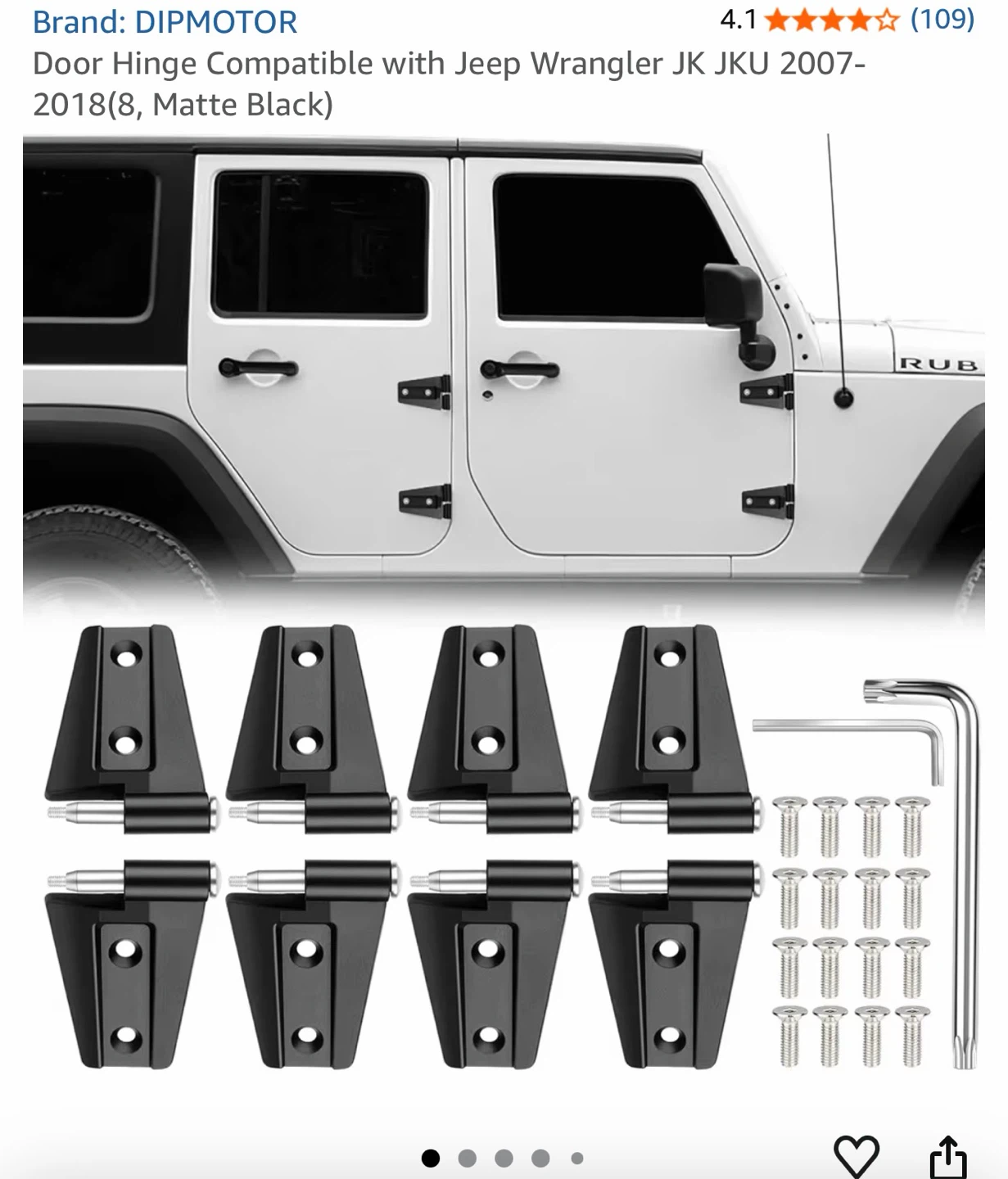 DIPMOTOR Door Hinges for Jeep Wrangler JK