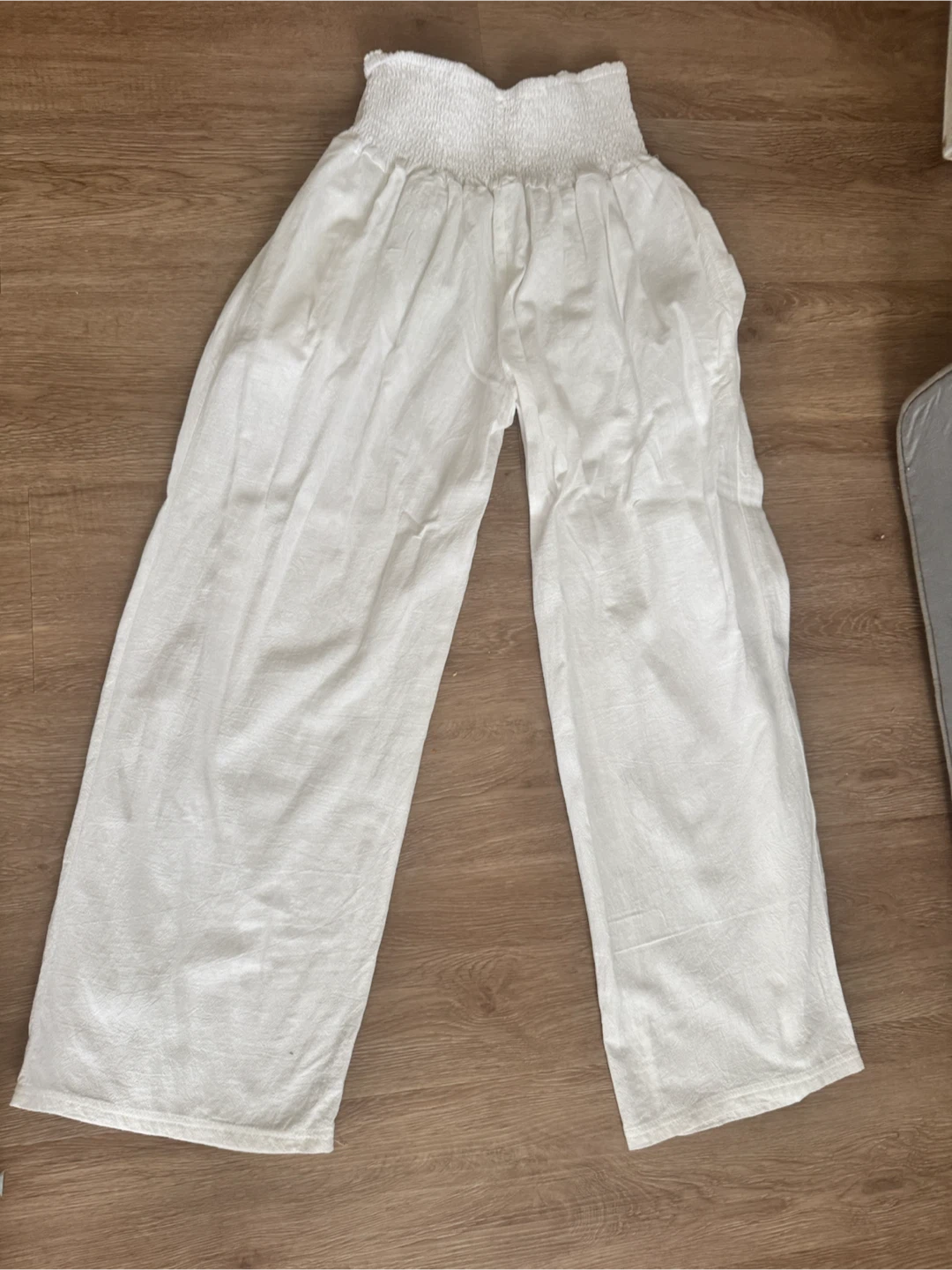 White linen pants