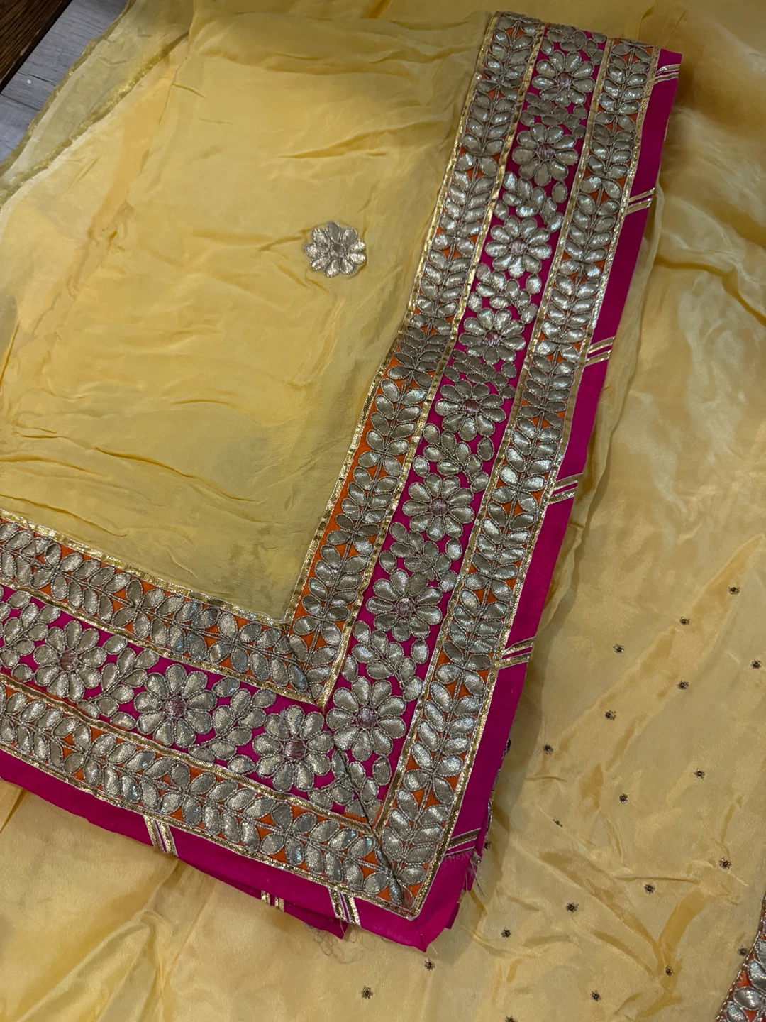 Yellow Embroidered Salwar Kameez Dupatta Set - photo 4