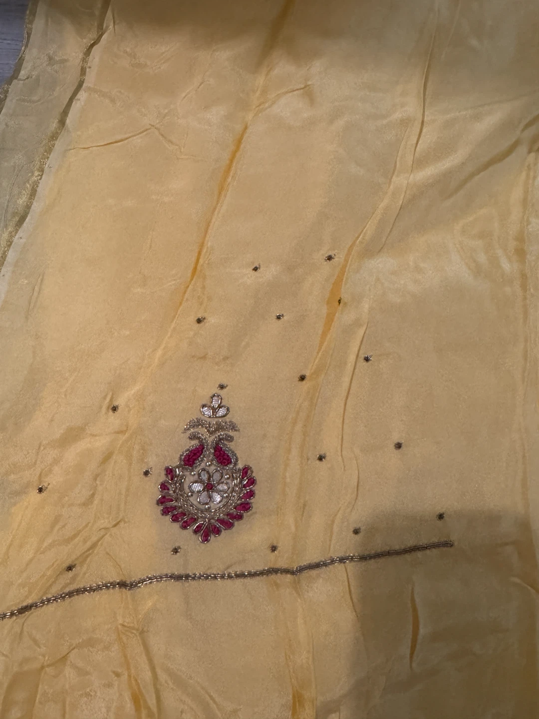 Yellow Embroidered Salwar Kameez Dupatta Set - photo 5