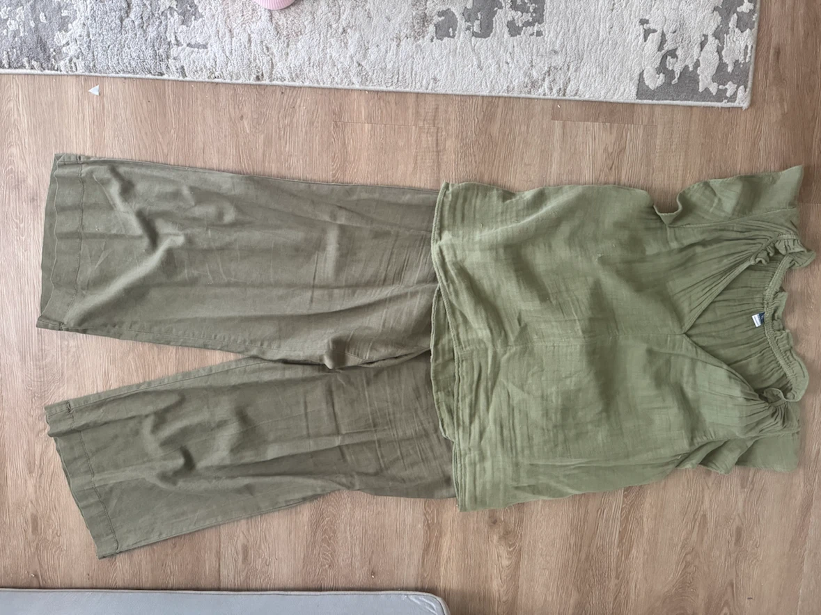Old Navy Olive Green Gauze Top and Pants Set