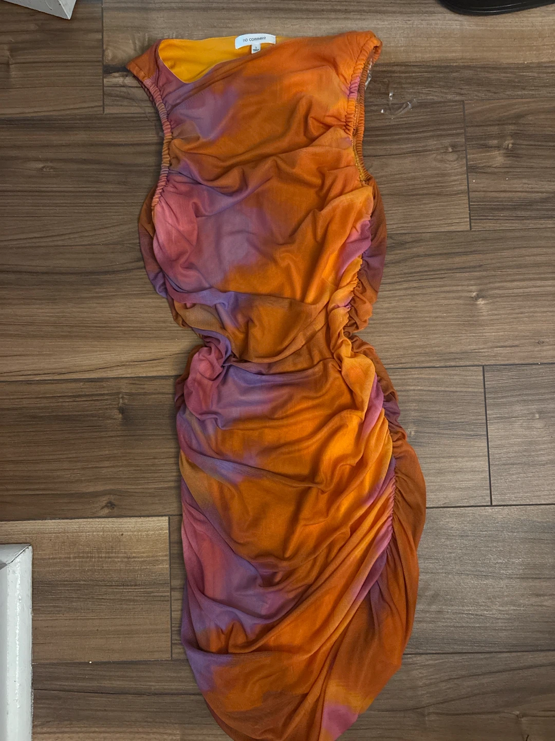 NO COMMENT Ruched Tie-Dye Dress