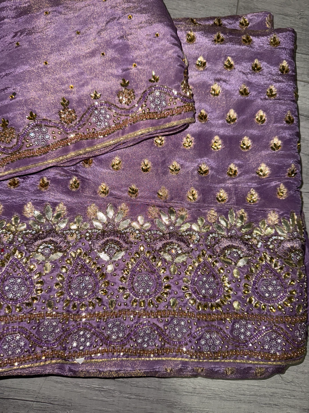 Purple embroidered silk outfit