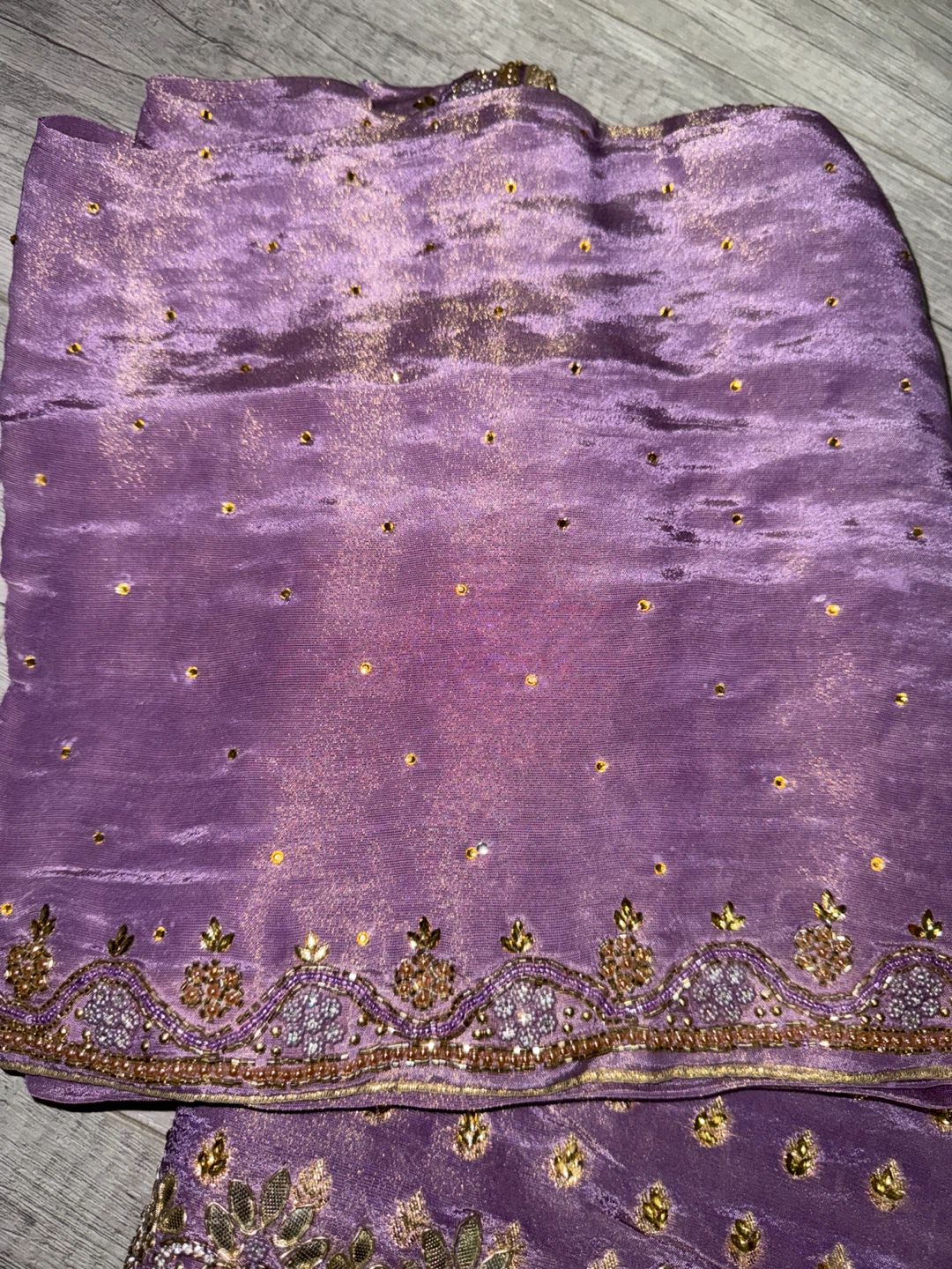Purple embroidered silk outfit - photo 2