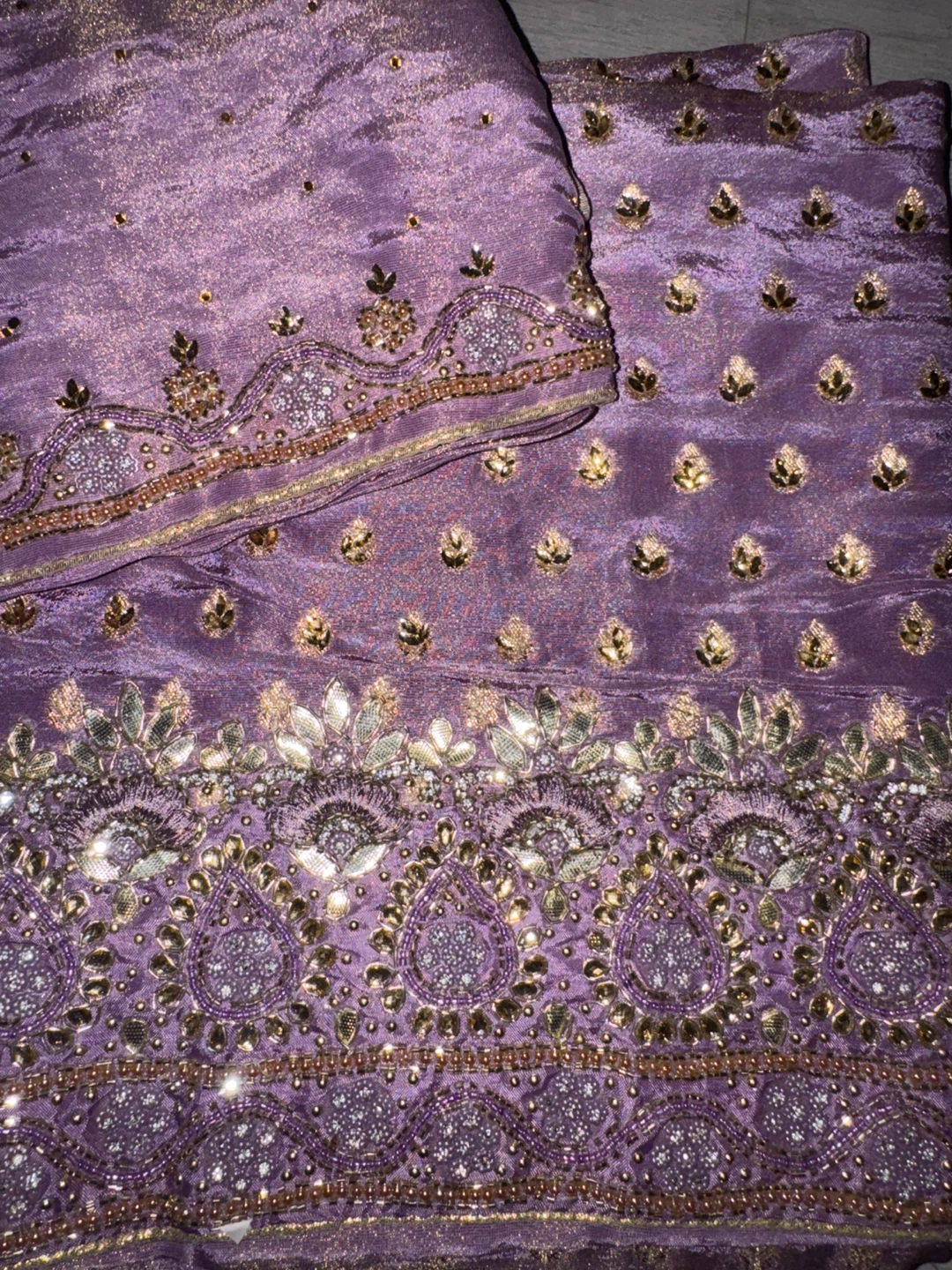 Purple embroidered silk outfit - photo 4
