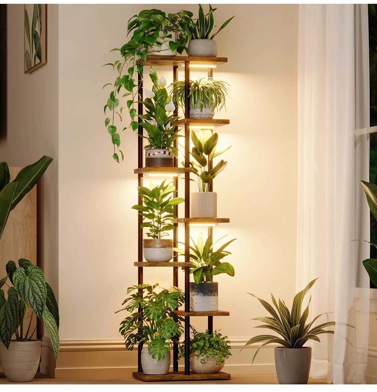 Tall 7-Tier Plant Shelf with Lights