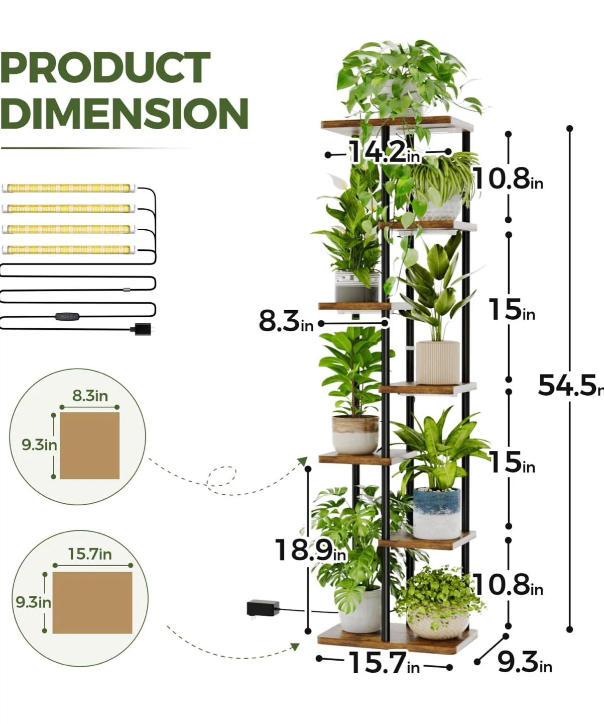 Tall 7-Tier Plant Shelf with Lights - photo 2