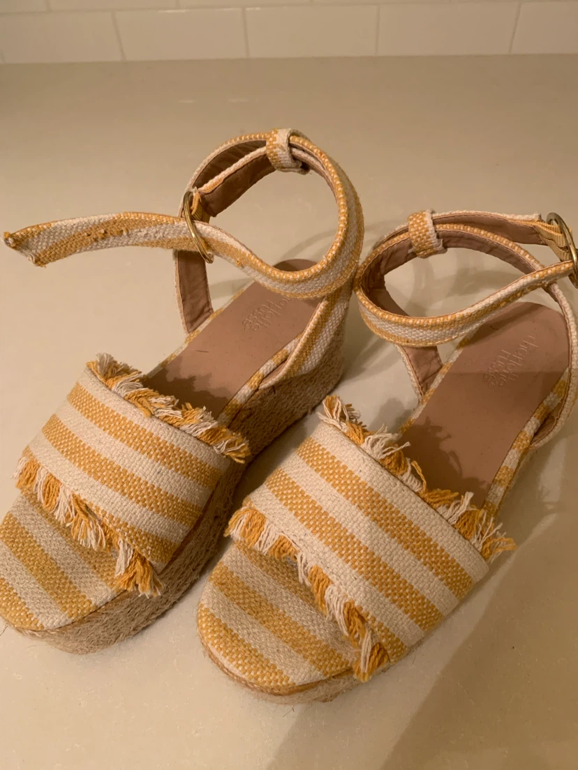 Women's Striped Espadrille Wedge Sandals Size 8
