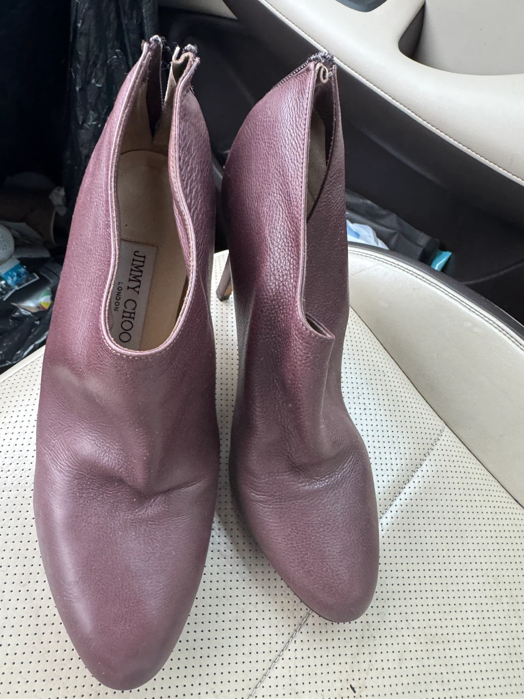 Jimmy Choo London Purple  Leather Ankle Boots