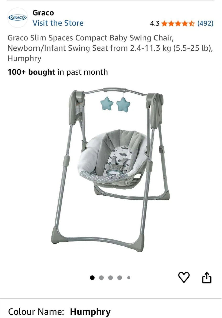 Graco Slim Spaces Compact Baby Swing Chair - Humphry - photo 2