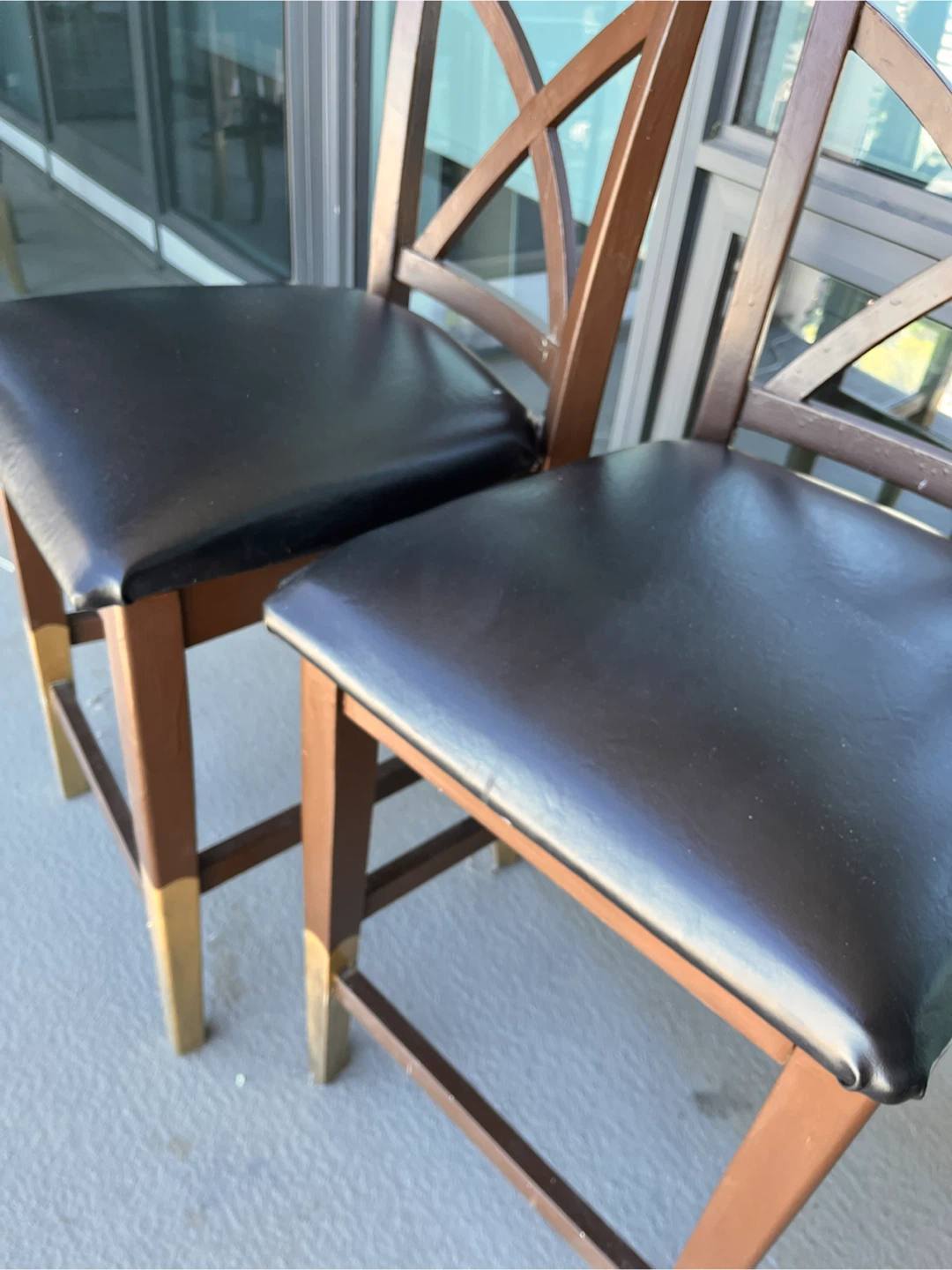 2 chairs - Brown Wooden Counter Stools - photo 2