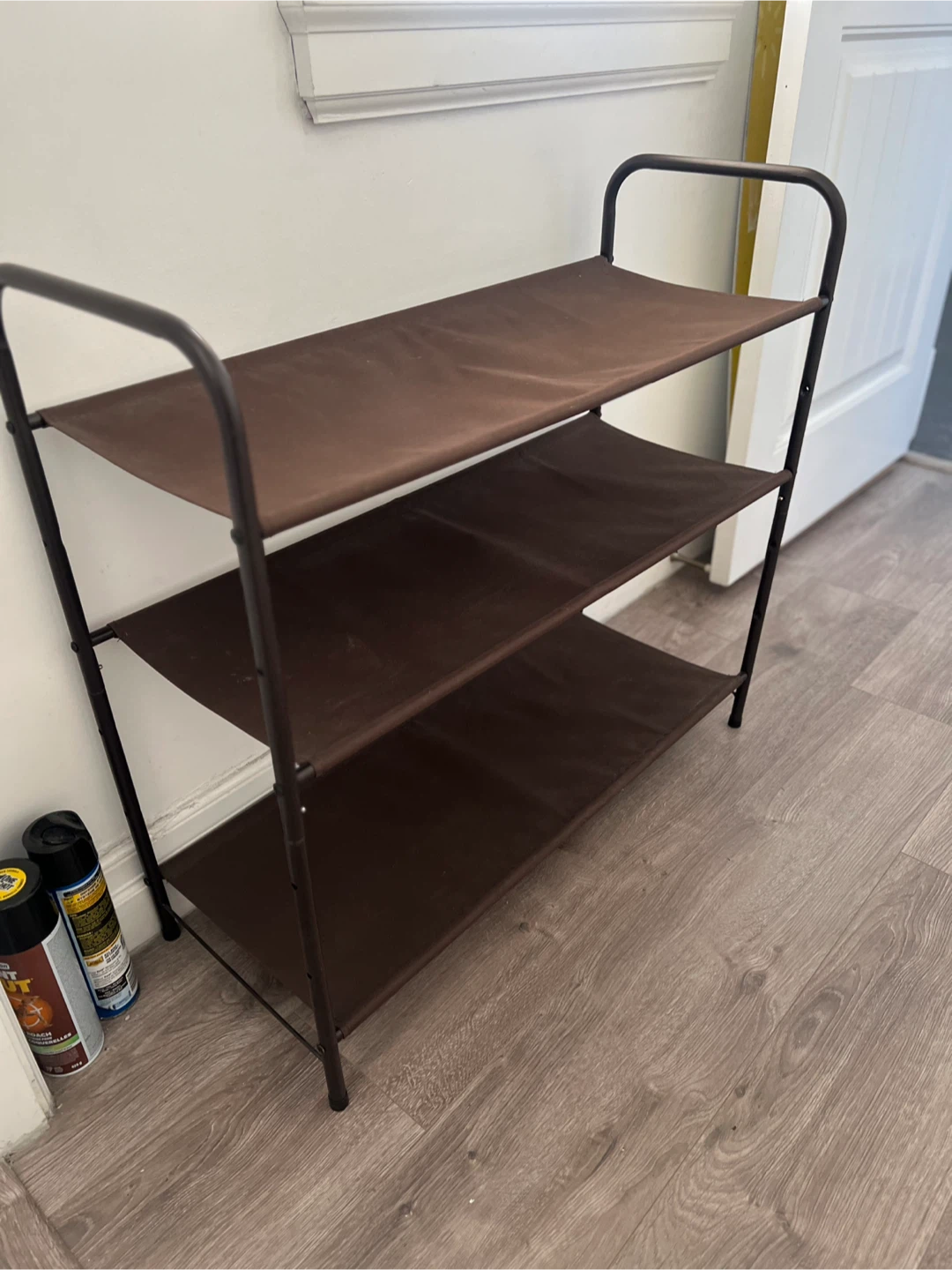 3-Tier Metal and Fabric Shoe Rack