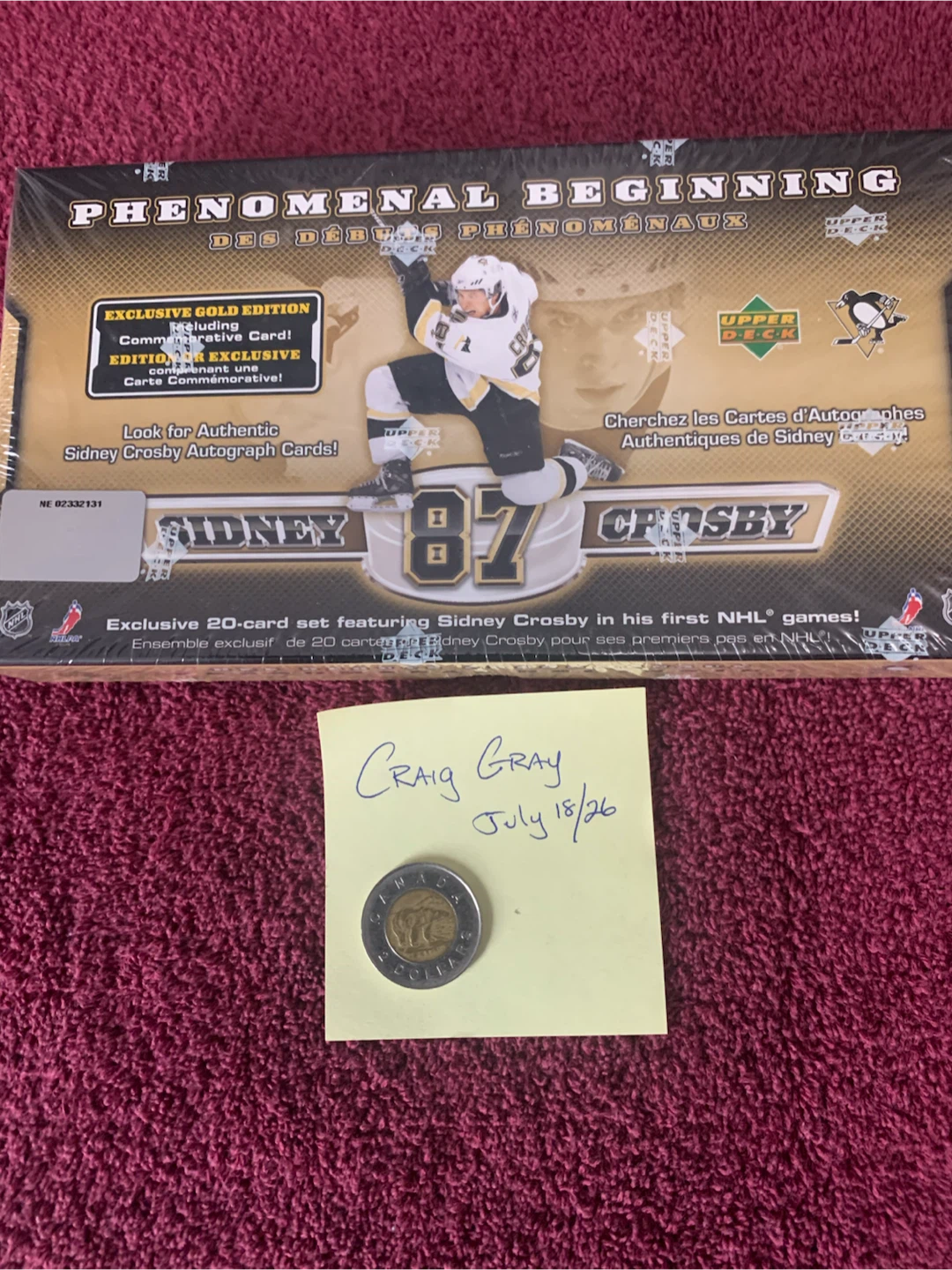 SIDNEY CROSBY PHENOMENAL BEGINNING FACTORY SEALED BOX