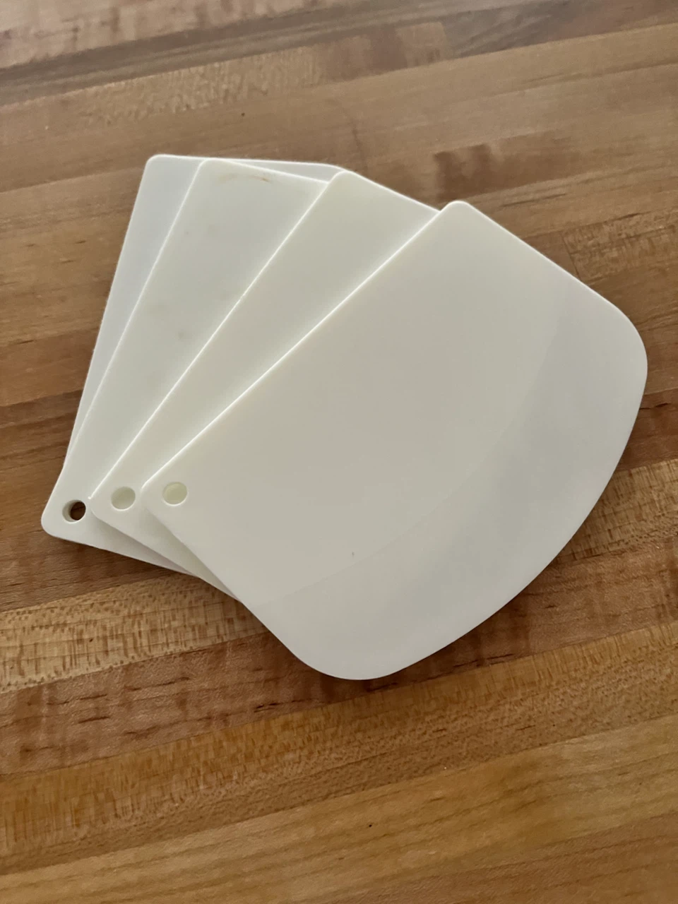 Set of 4 White Plastic Dough Scrapers