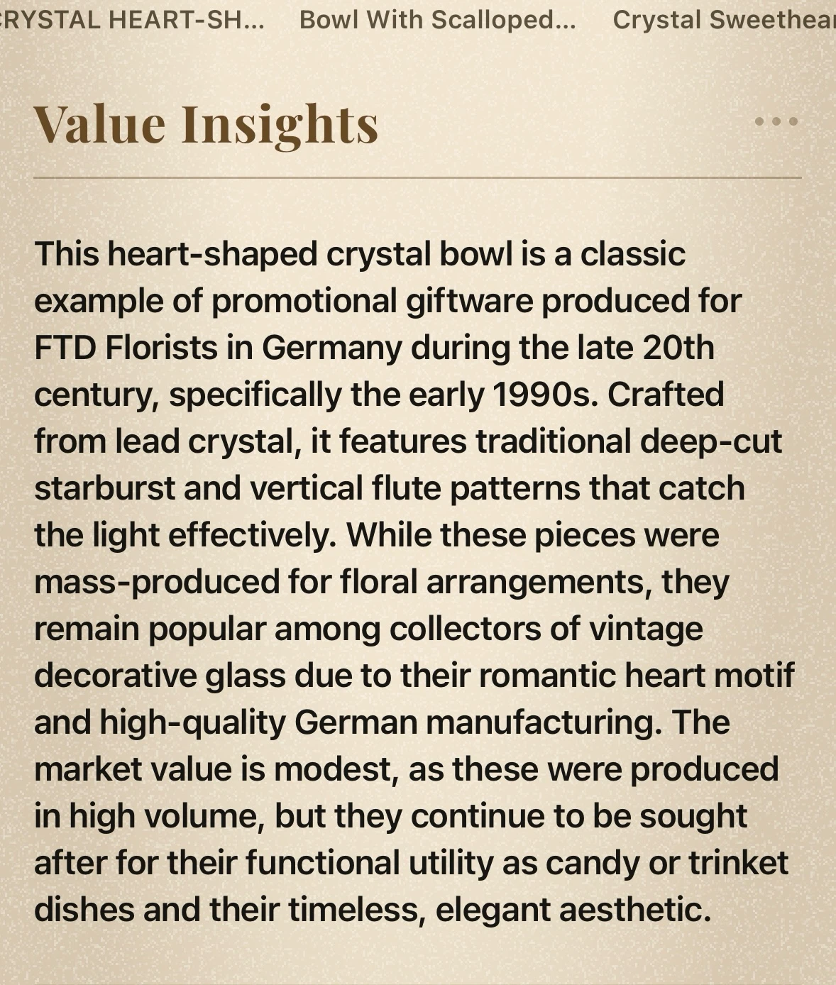 Vintage FTD Germany Lead Crystal Heart-Shaped Bowl - photo 4