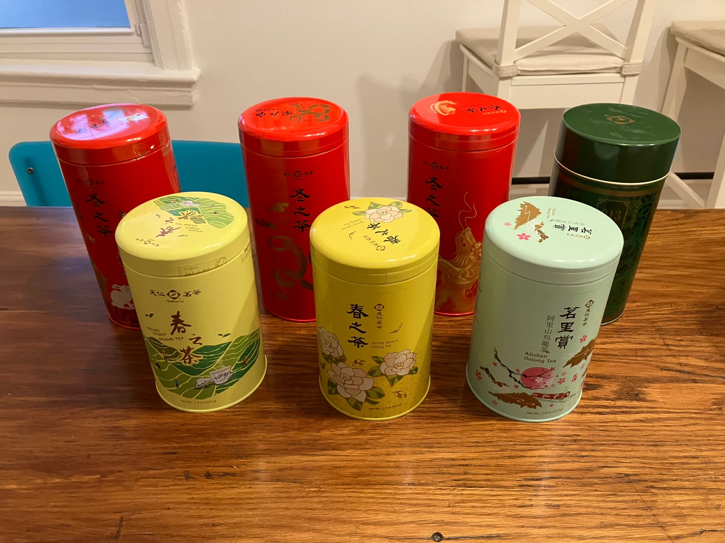 Empty tea tins