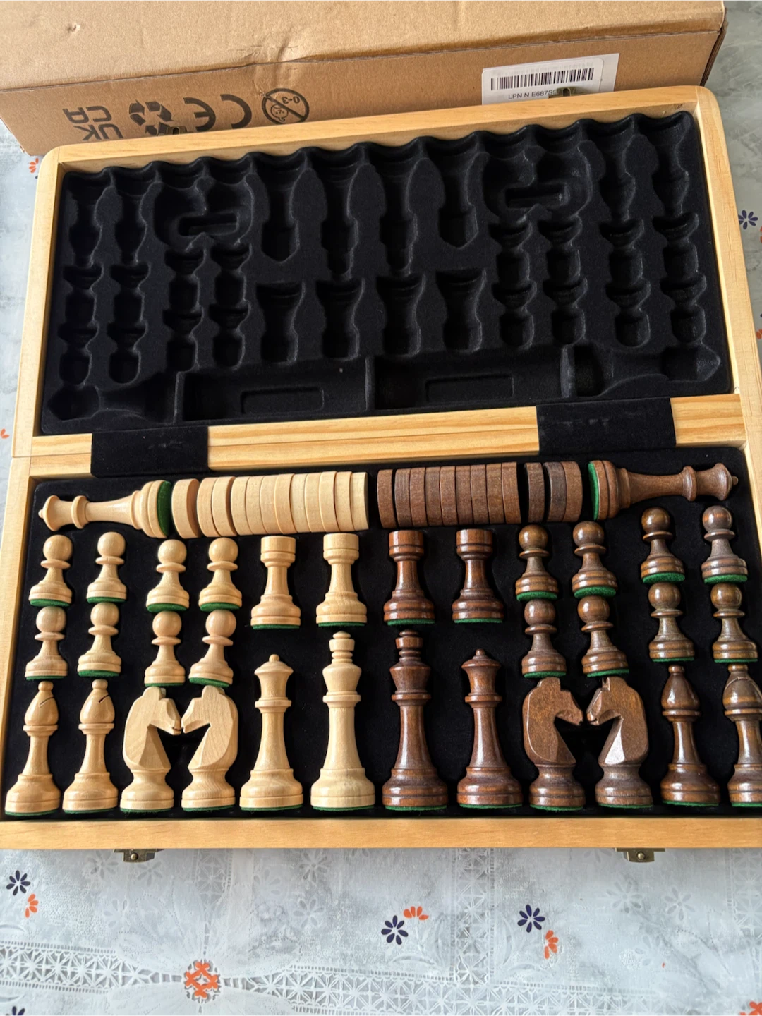 New 15” Wooden Chess & Checkers Set