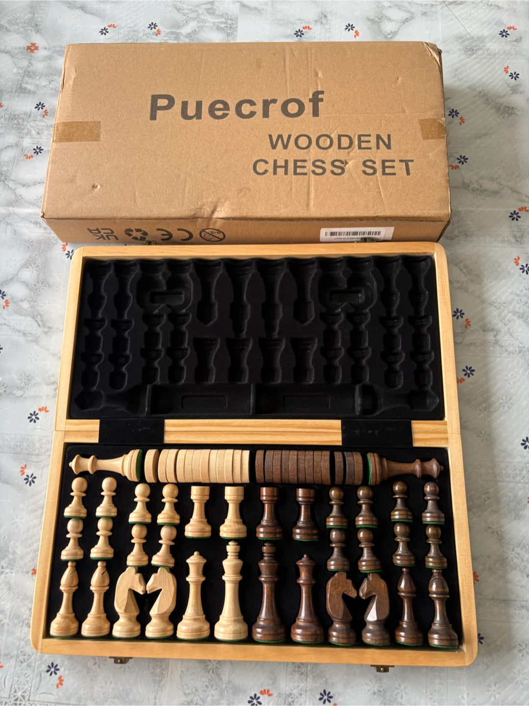 New 15” Wooden Chess & Checkers Set - photo 2