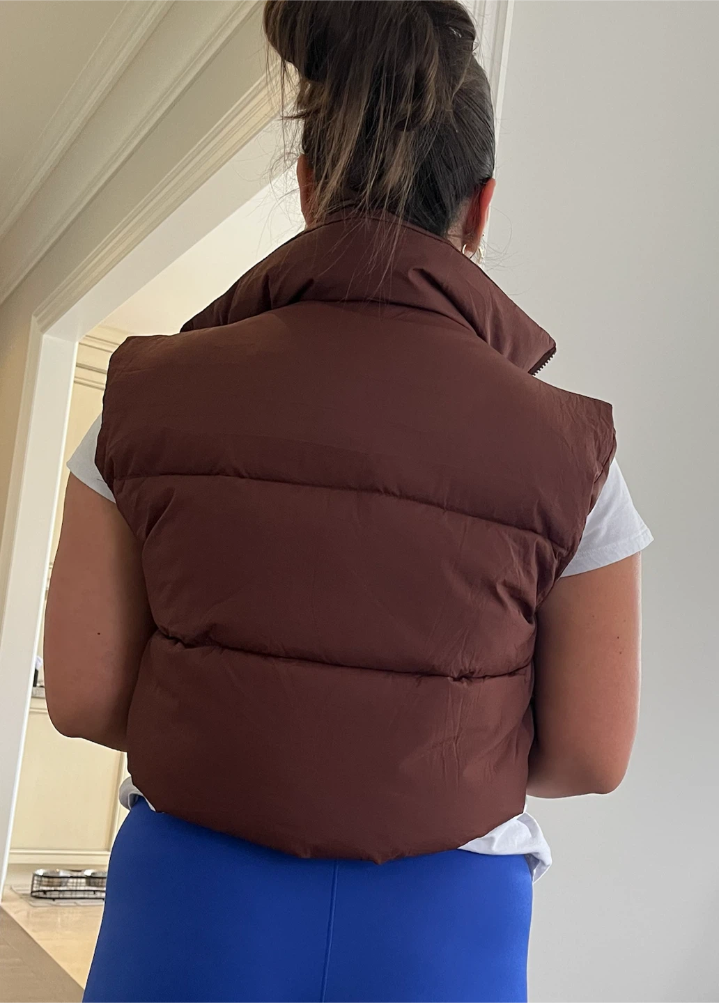 Brown Cropped Puffer Vest - photo 2